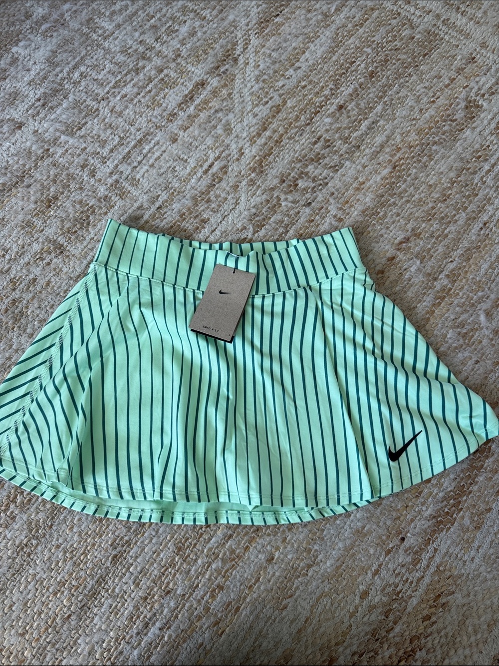 Nike Mint Green Vertical-Stripe Skater Tennis Skirt